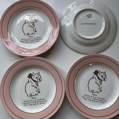 Anthropologie Juego De Cuatro Bulldog Petunia Rosa/Dorado Nuevo Sin Caja Foto 1 de 3