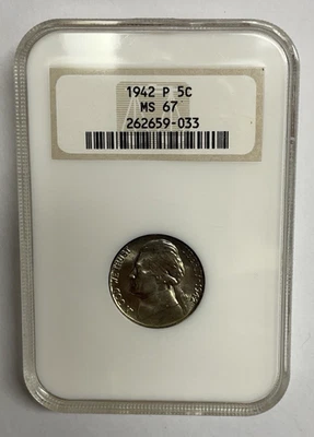 1942 P Silver Jefferson Nickel NGC MS67 - Image 1 of 4