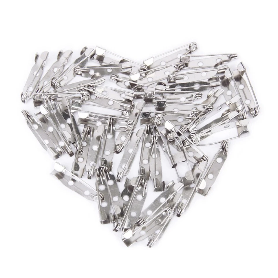 50 Pcs Back Safety Clasp Brooch Pin Backs Locking Catch Bar Metal - Image 1 of 4