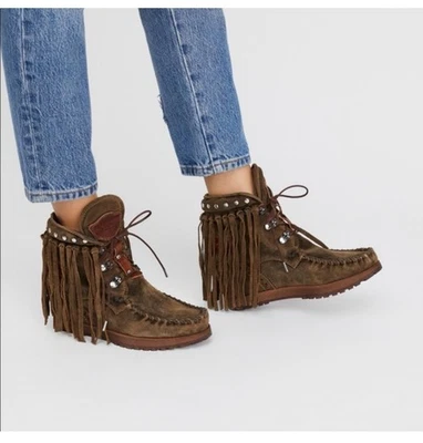 El Vaquero Roseland Moccasin Boot Women’s EU 40  Italy Made Suede Boho - Image 1 of 4