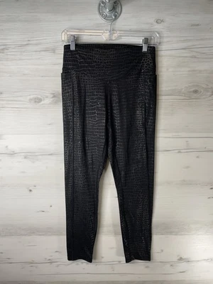 ROSA Leggings Deportivos Mujer Medianos Negros Estampado de Cocodrilo Bolsillos de tiro alto Gimnasio Yoga Foto 1 de 4