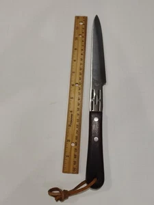 Cuchillo de chef Vernco vintage 13” mango de madera de acero inoxidable hecho en Japón - Imagen 1 de 7