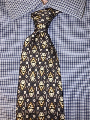 Галстук винтажный Pierre Balmain 100% шелк синий геометрический узор ширина 4 дюйма - Изображение 1 из 3