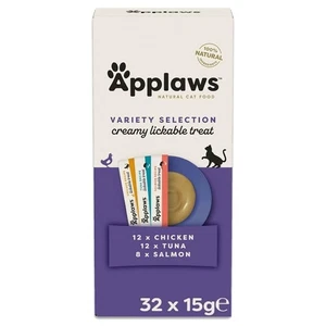 32 x 15g Applaws Variety Creamy Lickable Cat Treat Sachets Grain Free Puree - Picture 1 of 8