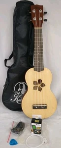 21" Kalena Basswood Top Plumeria Edition Soprano Ukulele Keiki Natural Basswood - Picture 1 of 17
