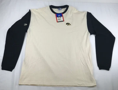 Iowa Hawkeyes Reebok Team Sports Long Sleeve Shirt ~ Off White USA Adult XL Vtg - Image 1 of 4