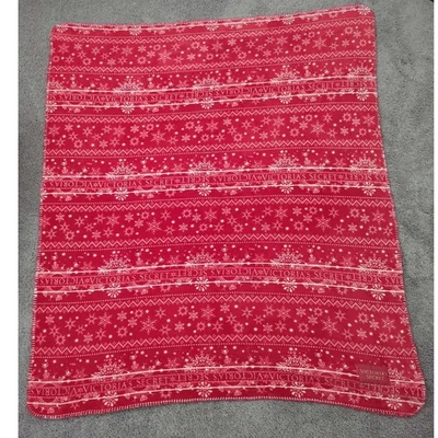Victoria's Secret Manta de Peluche Rojo Blanco Copo de Nieve Sherpa Navidad Foto 1 de 4