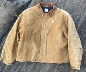 Carhartt Duck Jacket Uomo 54 Reg J02 BRN Artico Trapuntato Foderato Tela Full Zip - Foto 1 di 6