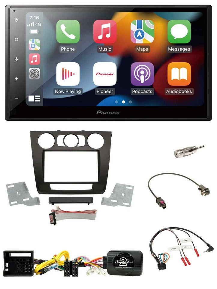 Pioneer DAB Bluetooth 2DIN USB Lenkrad Autoradio für BMW 1er man. Klima E87/E88/ - Bild 1 von 4