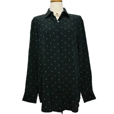 Blusa de seda T By Alexander Wang para mujer con estampado de diamantes verdes talla 2 Foto 1 de 4