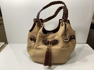 Authentic Michael Kors Handbag WITH $328 TAG Soft Straw W/Grommets - Picture 1 of 14
