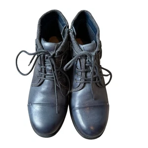 Botines/zapatos EARTH Rexford de cuero con cordones/cremalleras, talla 6 para mujer; azul - Imagen 1 de 12