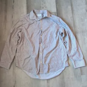 Banana Republic Long Sleeve Button Down Men's Dress Shirt Size XXL Brown Striped - Picture 1 of 6