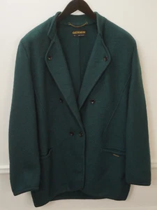 Women Geiger Austra Tweed Blazer Green Pure Wool L D38 IT44 US10 GB12 QEB433 - Picture 1 of 8