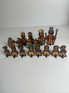 African Chess Set No Board Blue Red Colourful Lightweight Pieces Game - Picture 1 of 13
