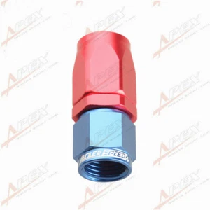 USA -6AN AN6 AN-6 STRAIGHT SWIVEL OIL FUEL GAS LINE HOSE END ADAPTOR RED/BLUE - Picture 1 of 6