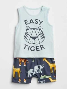 Baby GAP Printed 2-in-1 Shorty One-Piece Romper Shortalls 3 6 12 12 mo NWT $30 - Picture 1 of 1