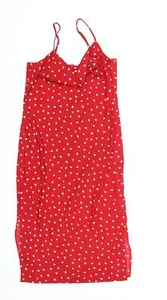 Nasty Gal Womens Red Geometric Polyester Slip Dress Size 12 Cowl Neck Zip - Picture 1 of 10