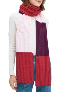 NWT Kate Spade Colorblock Stripe Knit Scarf in Pomegranate - Pink / Dark Purple - Picture 1 of 1