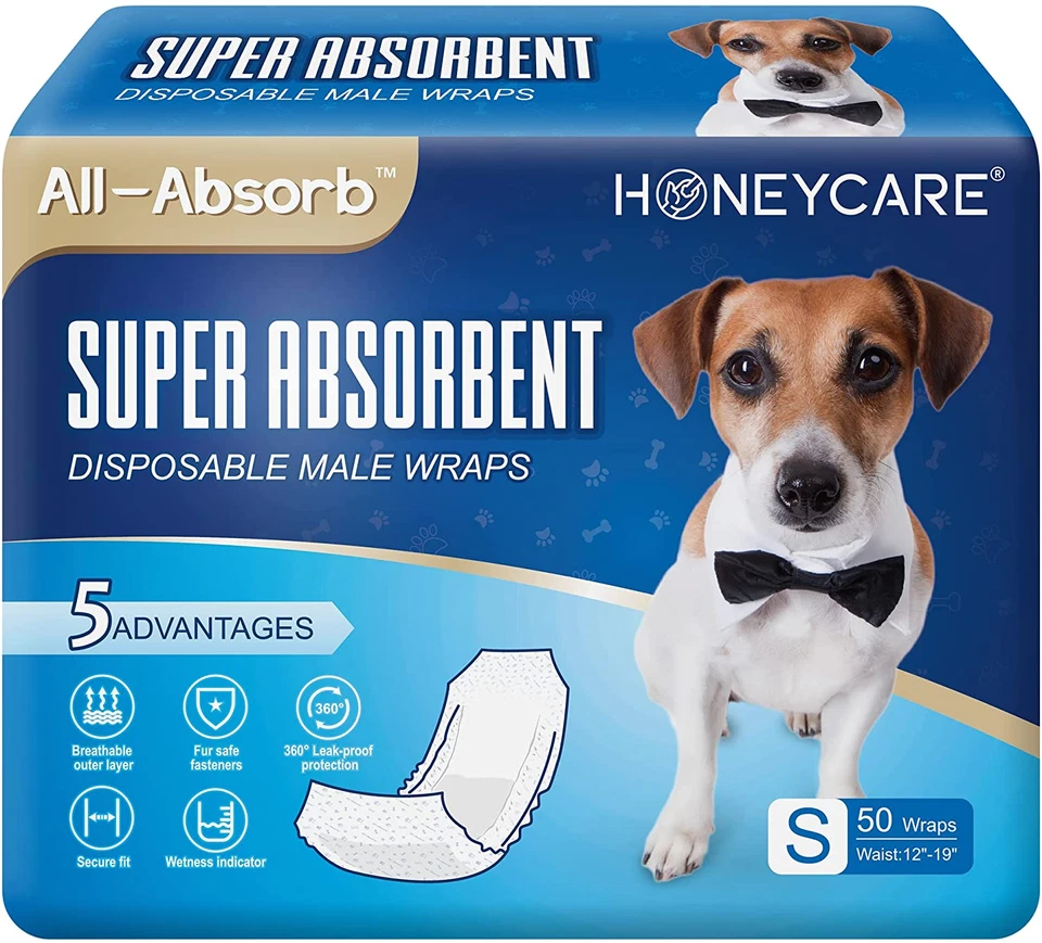 50 Disposable Dog Diapers Male Wraps Belly Band For Male Dog Dog Diaper Male - White