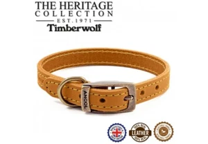Ancol Leather Timberwolf Mustard Dog/Puppy Collar - Picture 1 of 3