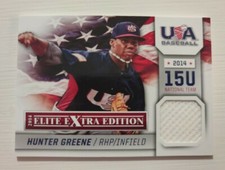 2014 Panini Elite Extra Edition USA Baseball 15U Game Jerseys Hunter Greene 