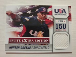 2014 Panini Elite Extra Edition USA Baseball 15U Game Jerseys Hunter Greene 