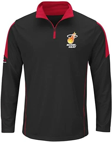NBA Miami Heat Majestic Black 1/4 Zip Performance Long Sleeve Pull Over NEW Cover