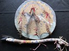 NATIVE AMERICAN LEATHER HORSE SHIELD, & MATCHING DANCE STICK  SD-0224*09999