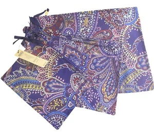 NWT CHICO'S PAISLEY PRINT POUCHES SET OF 3 ZIPPER CLOSURE MRSP $49.50 - Picture 1 of 3