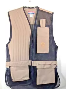 Shooting Vest Chimere Size X-Large Tan Pockets Zip Front Made U.S.A. Skeet EUC - Picture 1 of 8