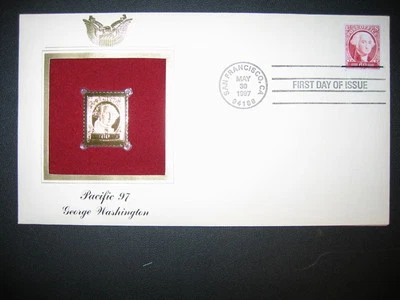 1997 PACIFIC 97 GEORGE WASHINGTON Gold GOLDEN Cover replica STAMP FDC - Image 1 of 3