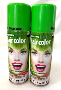 Temporary Hair Spray Color Green ~ Spray on Shampoo Out ~ 2 -3oz. Cans Goodmark - Picture 1 of 3