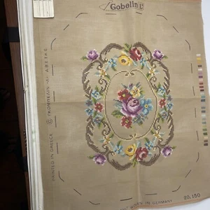 Bedruckter Gobelin Leinwand Gobelin Floral 60 x 50 cm etwas Faden - Bild 1 von 8