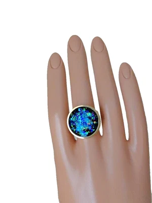 Opal Ring Royal Blue Resin Opal 20mm in Stainless-Steel, 18-karat, Gold-Plated - Image 1 of 4