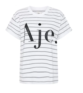 AJE Classic Embellished Logo Tee Stripe Size XS - Picture 1 of 1