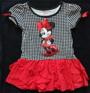Disney Girls Size 3 Minnie Mouse Glitter & Sequins Top & Frilly Skirt One Piece - Picture 1 of 20
