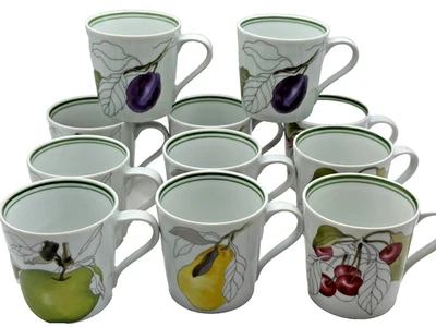 Juego 11 Tazas Espresso Demitasse Bloque Ópalo Acuarelas Manzana Pera Cerezas Ciruela Foto 1 de 4