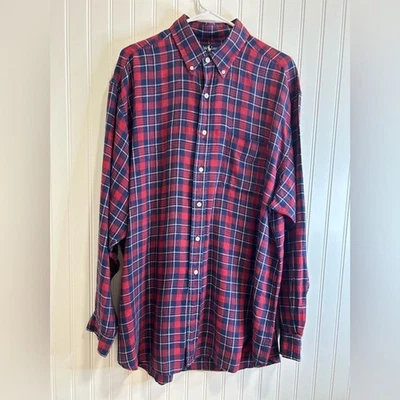 Camisa Grande Ralph Lauren Hombre 100% Lino Rojo y Azul Manga Larga Talla L Foto 1 de 4