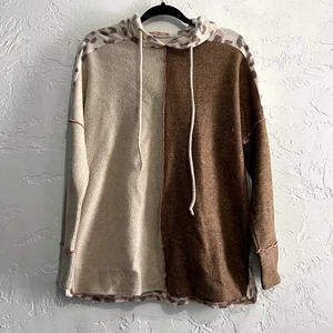 Ces Femme Bloques de Colores Estampado de Guepardo Sudadera con Capucha Mujer Mediana Acogedora Informal Salón Boho - Imagen 1 de 5