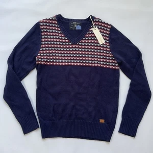 Diesel Men’s Serry Sweater V-Neck In Navy Wool Integrated Size L - Picture 1 of 8