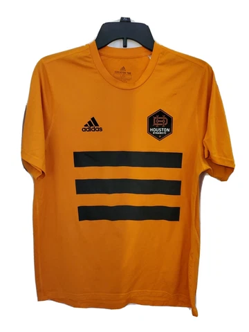Houston Dynamo FC Adidas Orange Three Stripe Life Pitch T-Shirt Large Cover