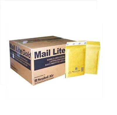 MAIL LITE SEALED AIR PADDED ENVELOPES A/000 B/00 C/0 D/1 E/2 Mail Lite Gold