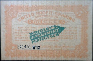 1930 s 5 Cent FRACTIONAL Note Wrigley's Chewing Gum Currency #9 FREE SHIP - Picture 1 of 2