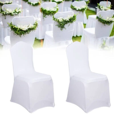 stuhlhussen Stretch Bankett Stuhlüberzug Weiß Stuhlbezug Hochzeit 10/50er Set - Bild 1 von 4