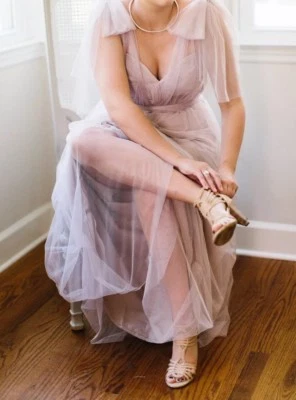 Vestido Bobbinet Convertible Wtoo by Watters 141 Latte Talla 10 con Busto Tomado Foto 1 de 4