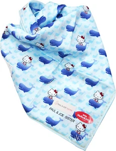 Sanrio Hello Kitty Paul & Joe Sister Handkerchief Kitty +Whale-Baby Blue-50cm - Imagen 1 de 5