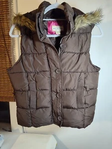 Women's Arizona Jean Co. Brown Hooded Puffer Vest M - Picture 1 of 5
