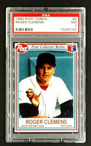 1990 Post Food Issue Cereal #2 Roger Clemens Boston Redsox PSA 7 Near Mint