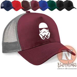Stormtrooper helmet Star Wars Half mesh retro trucker baseball cap hat - Picture 1 of 8